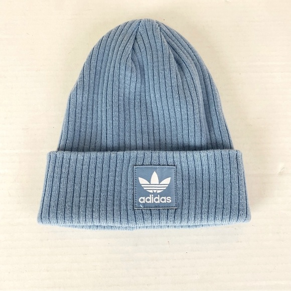 Adidas Light Blue Ribbed Knit Cuff Beanie OS - Picture 1 of 4